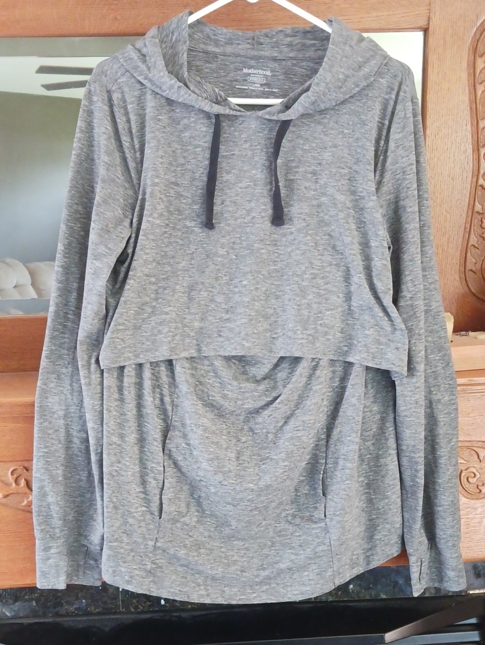 Motherhood Maternity Gray Nursing Hoodie with Layered Front